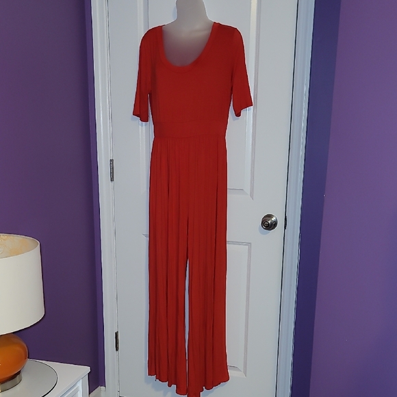 West Kei Pants - West Kei Vibrant Orange Wide Leg  Jumpsuit Sz: L